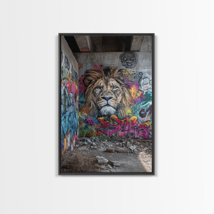 Urban Graffiti Lion Mural Street Art Canvas Print Large Wall Art For Modern Home Decor And Office