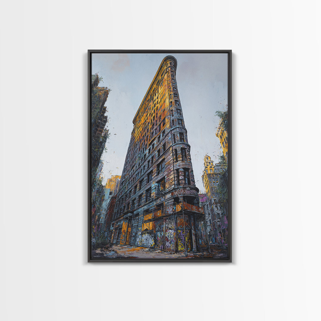 Urban Art Graffiti Building Wall Art Print Modern Cityscape Decor Framed Canvas Print