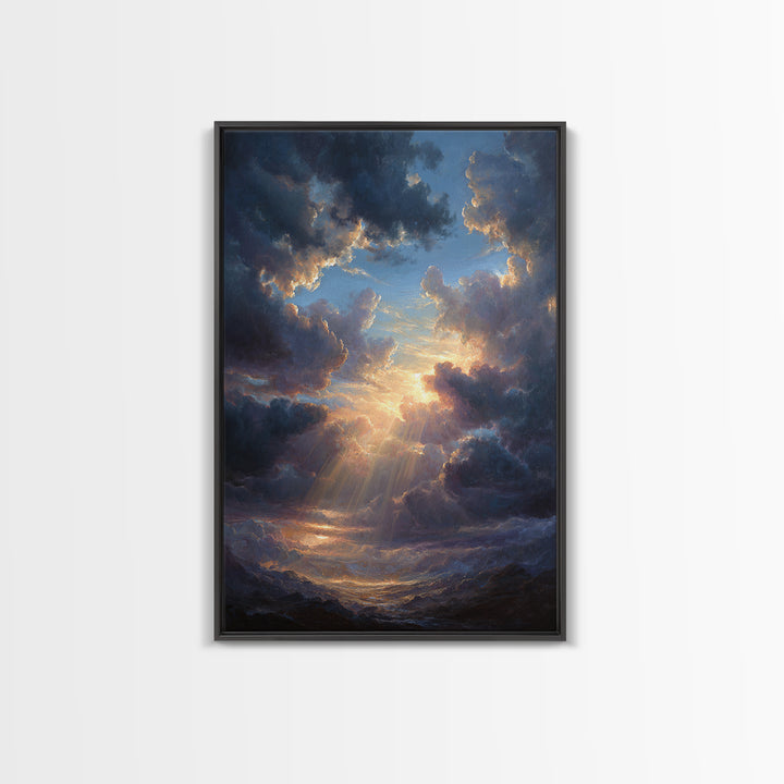 Stunning Sunset Sky With Dramatic Clouds Wall Art Framed Canvas Print For Home Decor And Living Room