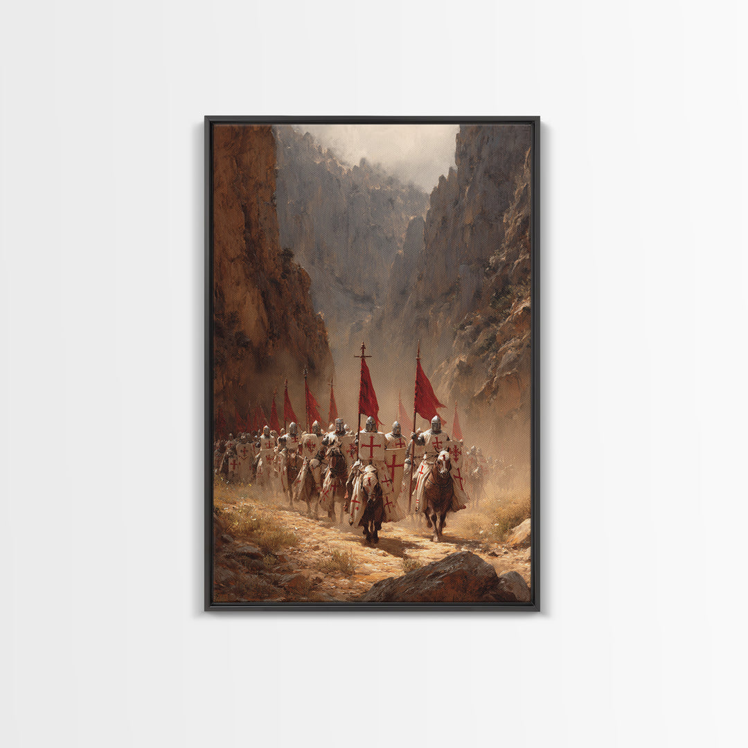 Medieval Knights March Through Canyon Original Painting Large Wall Art Canvas Print