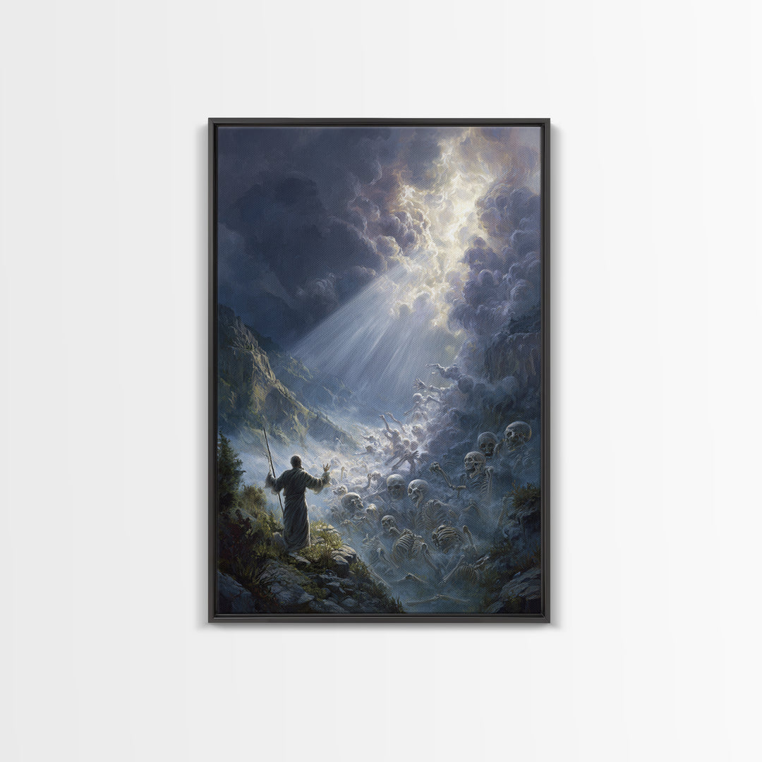 Mystical Angelic Figure Surrounded By Glowing Clouds Spiritual Wall Art Framed Canvas Print For Meditation Spaces