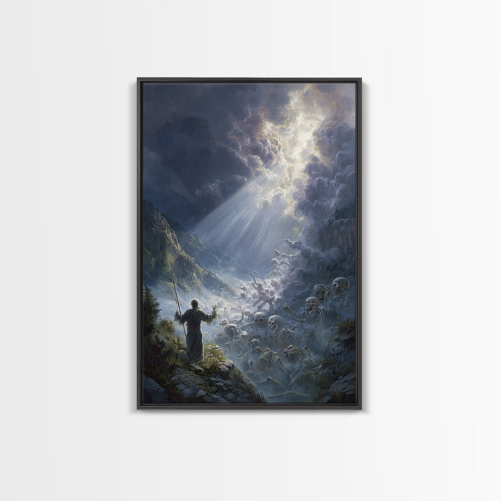 Mystical Angelic Figure Surrounded By Glowing Clouds Spiritual Wall Art Framed Canvas Print For Meditation Spaces