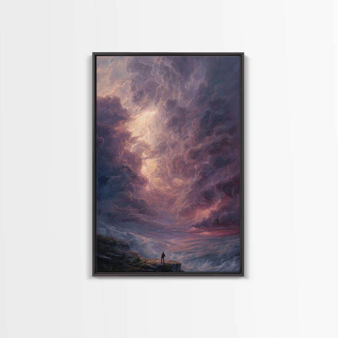 Knight On Horseback Riding Through Enchanted Snowy Forest Fine Art Winter Landscape Painting Canvas Print Wall Decor