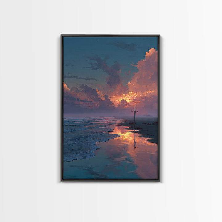 Enchanting Night Coastal Village Oil Painting Romantic Wall Art Canvas Print For Warm Home Decor And Bedroom Wall Decoration