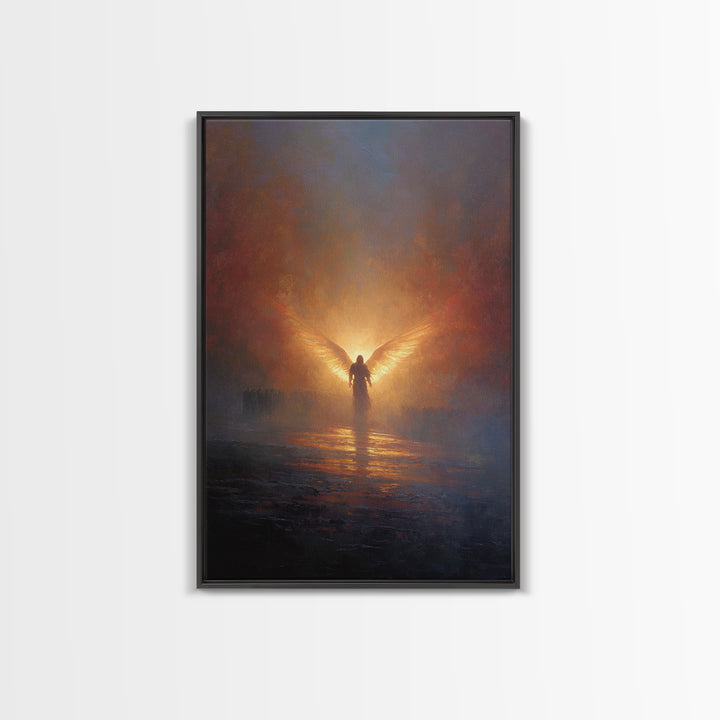 Angelic Figure With Wings Spiritual Wall Art Peaceful Inspirational Painting Framed Canvas Print