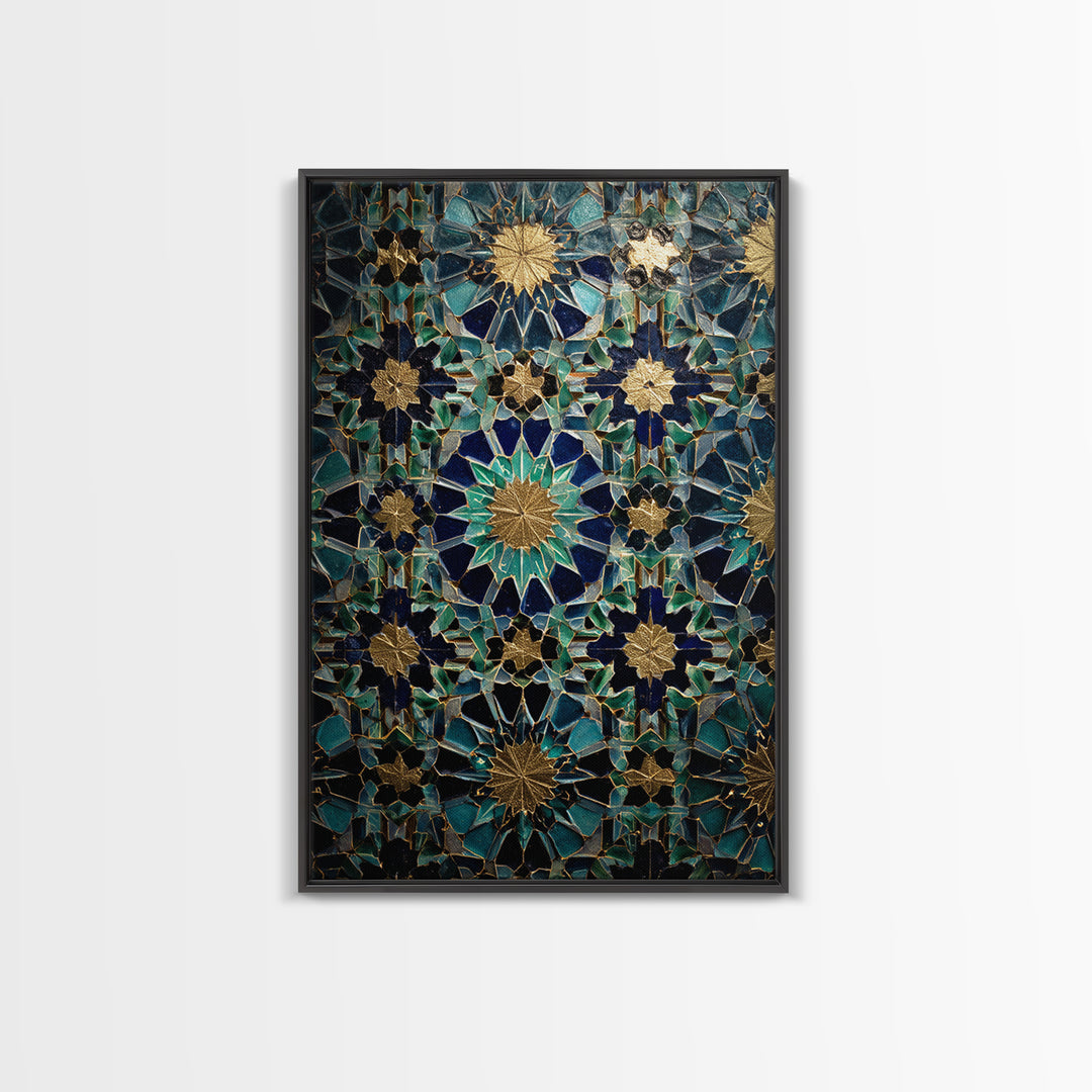 Intricate Moroccan Tile Pattern Photography Wall Art Print Framed Canvas Print For Boho And Mediterranean Decor