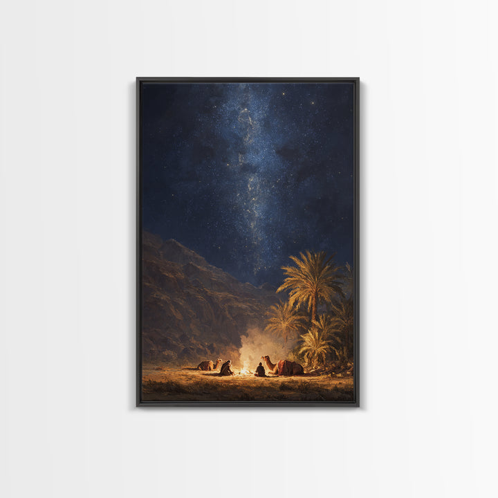 Ethereal Figure With Staff Summoning Spirits Of The Dead Surreal Skeleton Scene Framed Canvas Print Dark Fantasy Wall Art