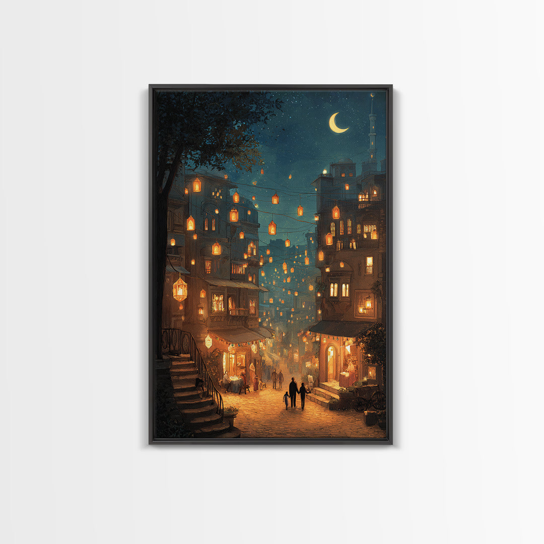 Urban Cityscape Under Manhattan Bridge With Reflections In Rainy Street - Canvas Print For Moody Wall Art And Street Photography Decor