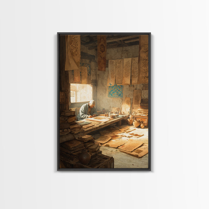 Peaceful Cityscape With Birds Flight And Warm Sunset Light Framed Canvas Print Urban Wall Art For Home Decor