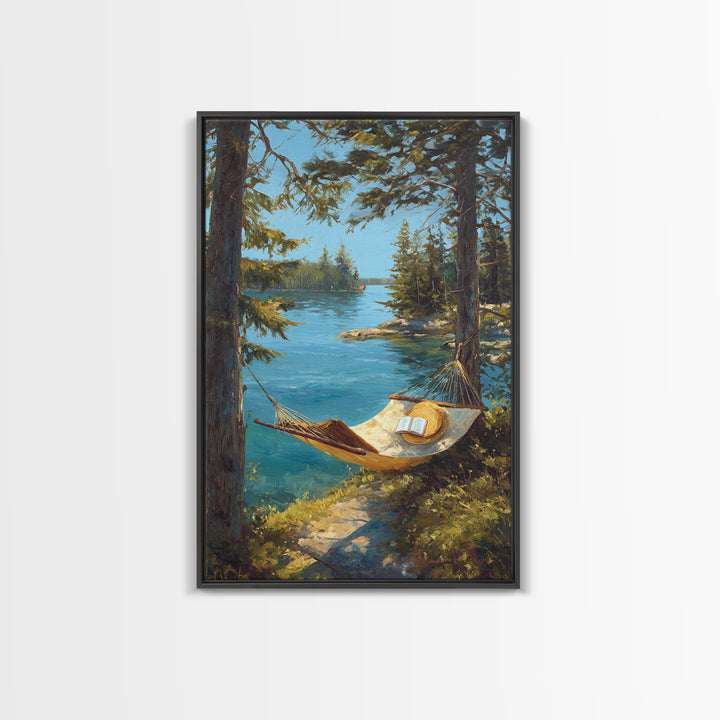 Peaceful Coastal Harbor Sunset Scene Landscape Wall Art Framed Canvas Print For Warm Home Decor Gift For Art Lovers