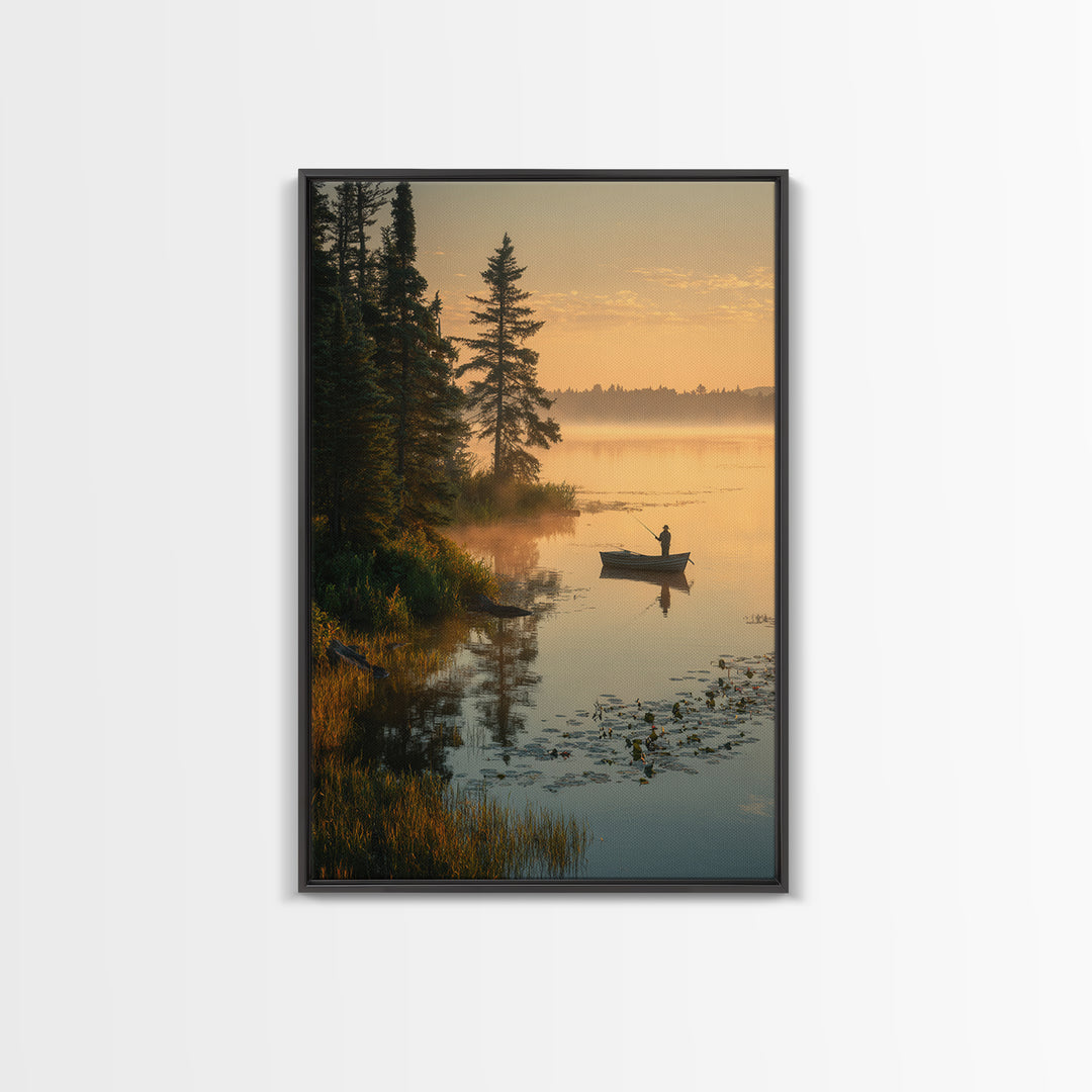 Enchanting Evening Lakeside Campfire Scene Oil Painting Wall Art Canvas Print For Relaxing Living Room Decor