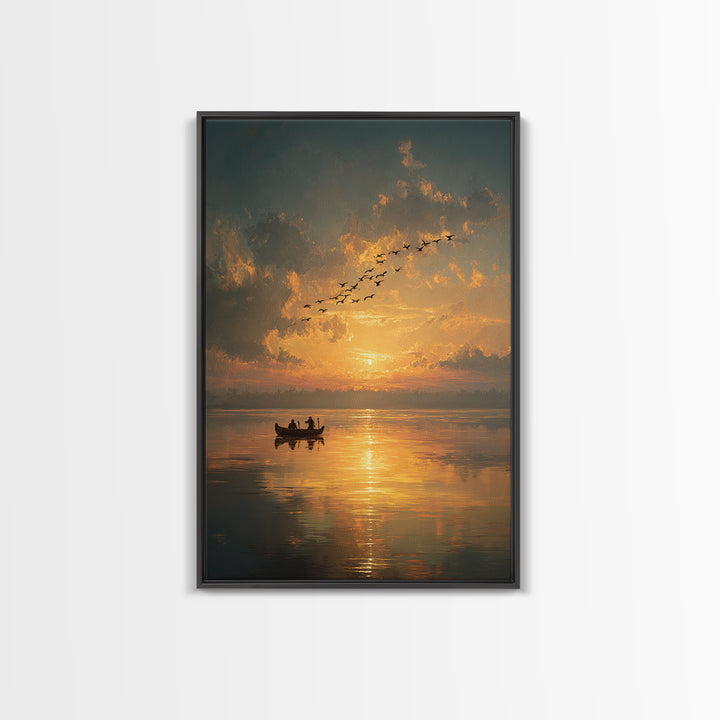Radiant Sunbeam Breaking Through Clouds With Figure Standing Epic Inspirational Wall Art Canvas Print For Office