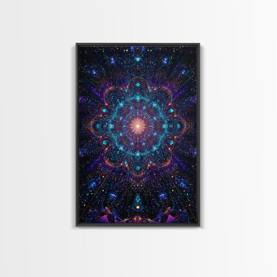 Celestial Mandala Starburst Wall Art, Cosmic Galaxy Canvas Print, Psychedelic Space Decor, Yoga Meditation Room Gift For Her