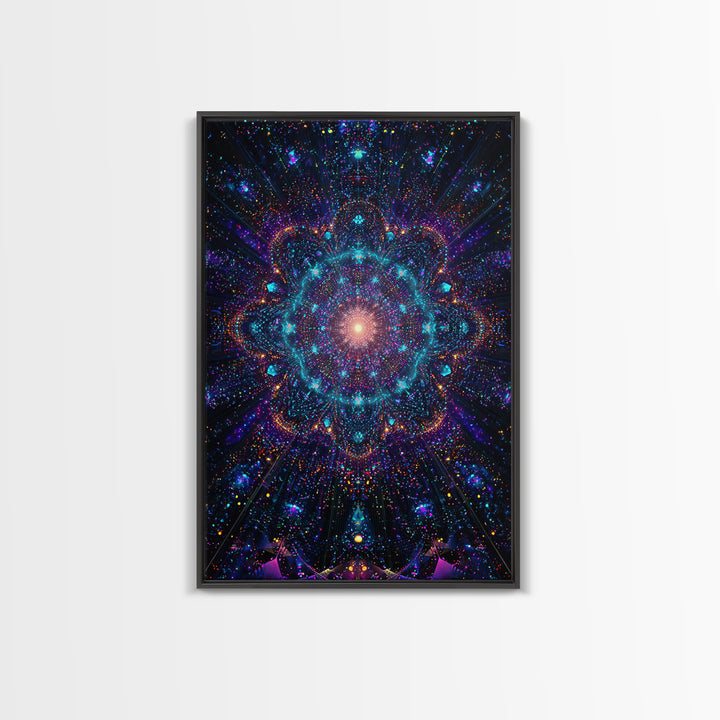 Celestial Mandala Starburst Wall Art, Cosmic Galaxy Canvas Print, Psychedelic Space Decor, Yoga Meditation Room Gift For Her