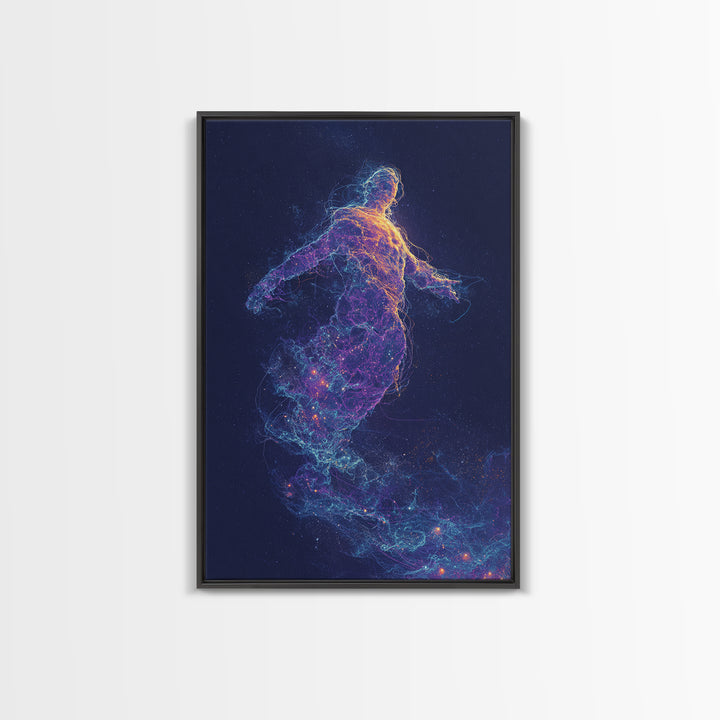 Ethereal Vibrant Abstract Figure Art Print With Neon Colors And Starlight Effects Contemporary Wall Art Print