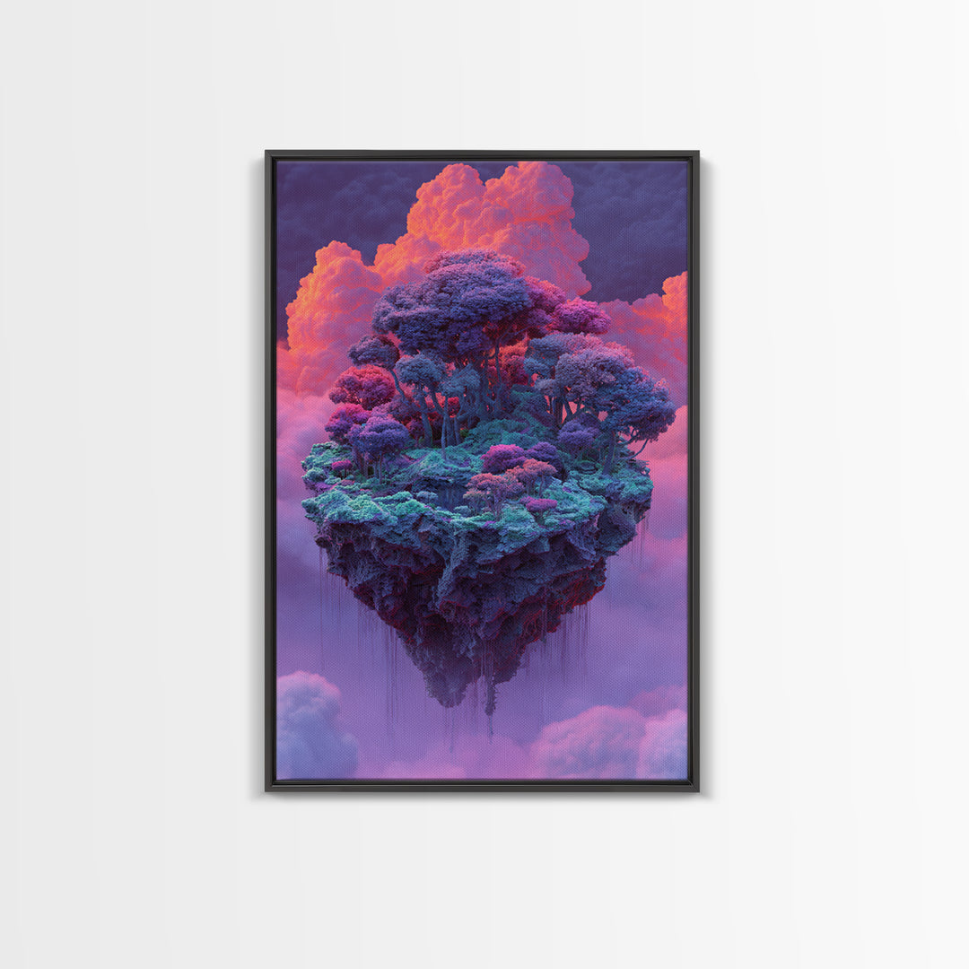 Floating Purple Forest Island Canvas Print, Fantasy Landscape Art, Whimsical Nature Wall Decor For Dreamy Home Decor, Gift For Her