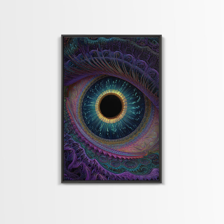 Mystical Cosmic Eye Wall Art, Psychedelic Iris Painting, Surreal Vision Canvas, Celestial Decor, Statement Artwork Gift Idea