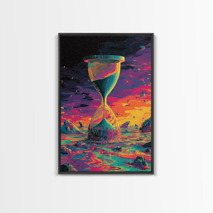 Cosmic Hourglass Alien Landscape Canvas Print, Sci Fi Wall Art, Surreal Space Poster, Futuristic Home Office Decor Gift For Him