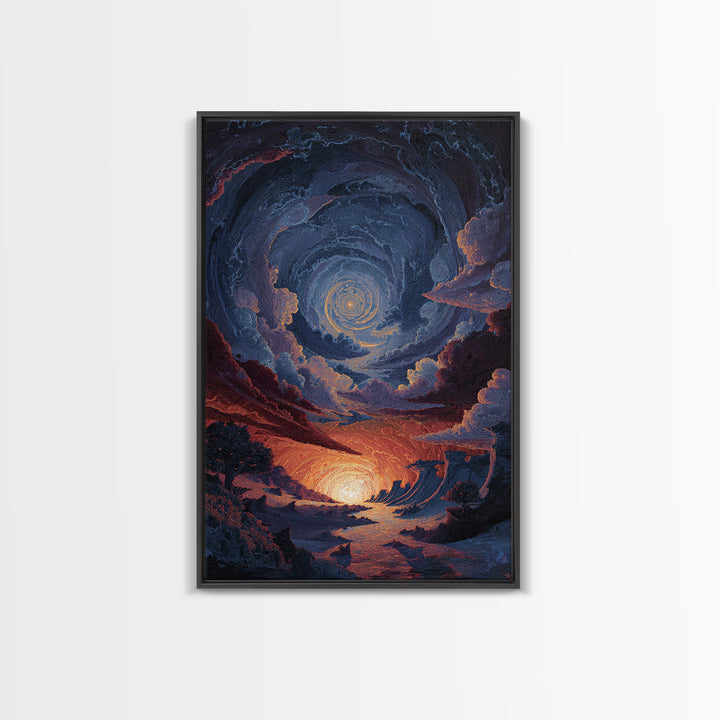 Cosmic Spiral Sunset Wall Art, Surreal Celestial Landscape, Fantasy Space Poster, Mystical Home Decor, Dreamy Room Decor