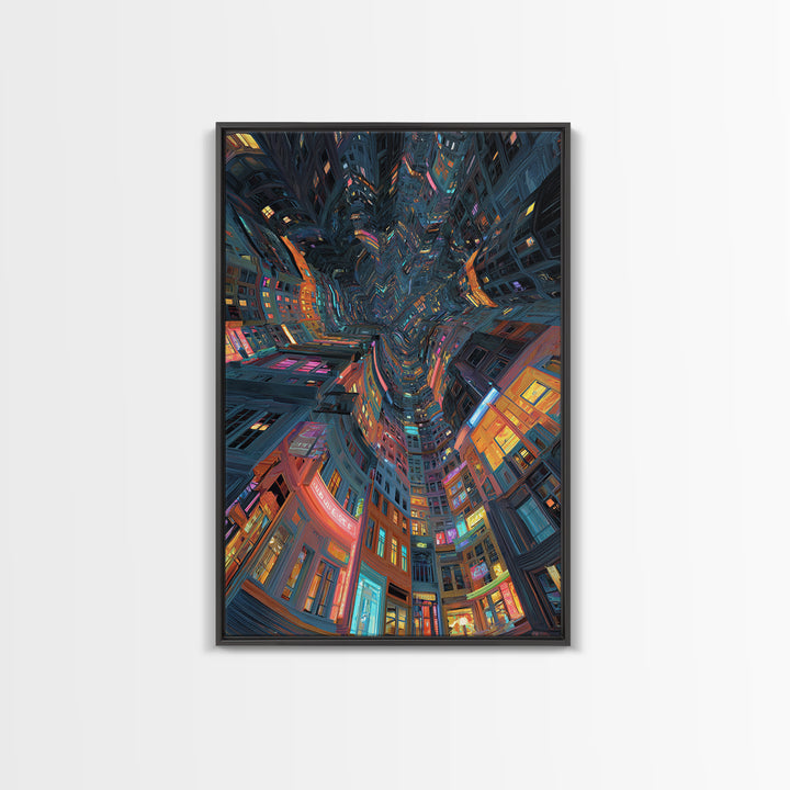 Vibrant Neon Purple And Pink Tropical Palm Tree Landscape Synthwave Sunset Digital Wall Art Canvas Print