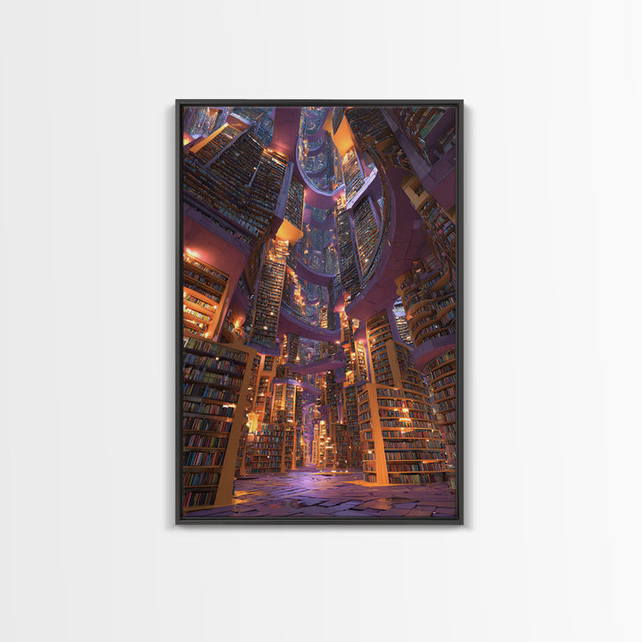 Towering Fantasy Library Wall Art, Magical Bookish Reading Nook Print, Dark Academia Decor, Cozy Home Office Poster Gift