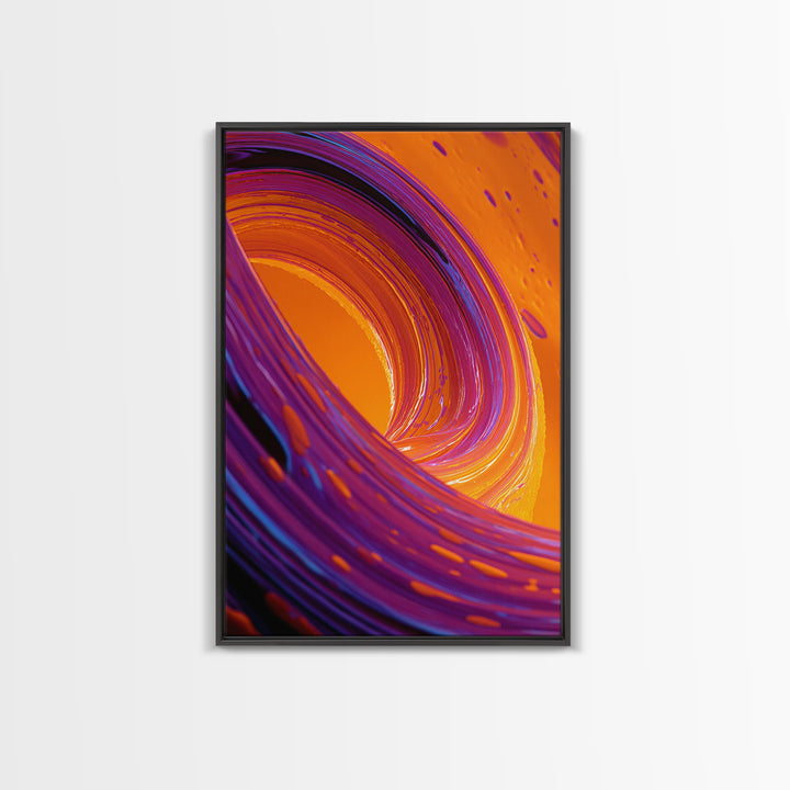 Abstract Orange And Purple Swirl Modern Wall Art Contemporary Digital Canvas Print For Trendy Home Decor And Office