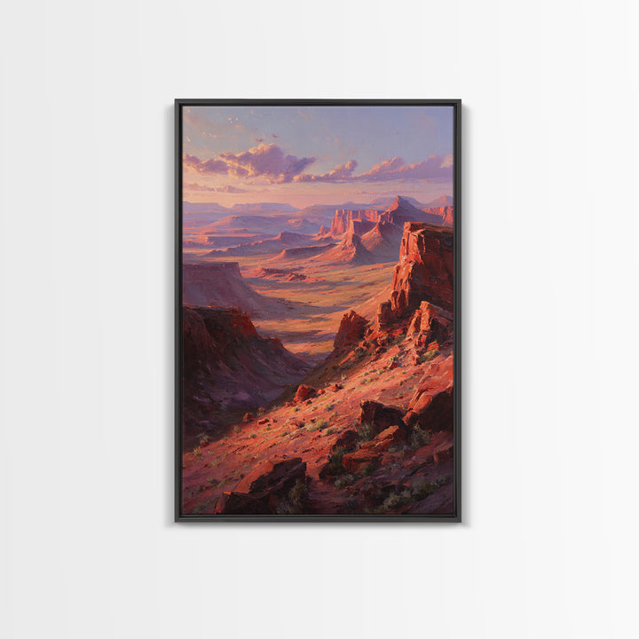 Grand Canyon Red Rock Landscape Painting Framed Canvas Print For Southwestern Wall Art And Rustic Home Decor
