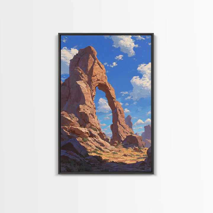 Natural Rock Arch Formation Scenic Desert Landscape Oil Painting Wall Art Print