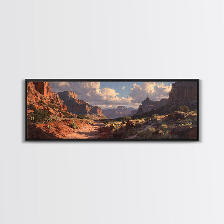 Sunlit Red Rock Canyon Desert Landscape Wall Art, Southwestern Canvas Print, Western Home Decor For Living Room Or Office