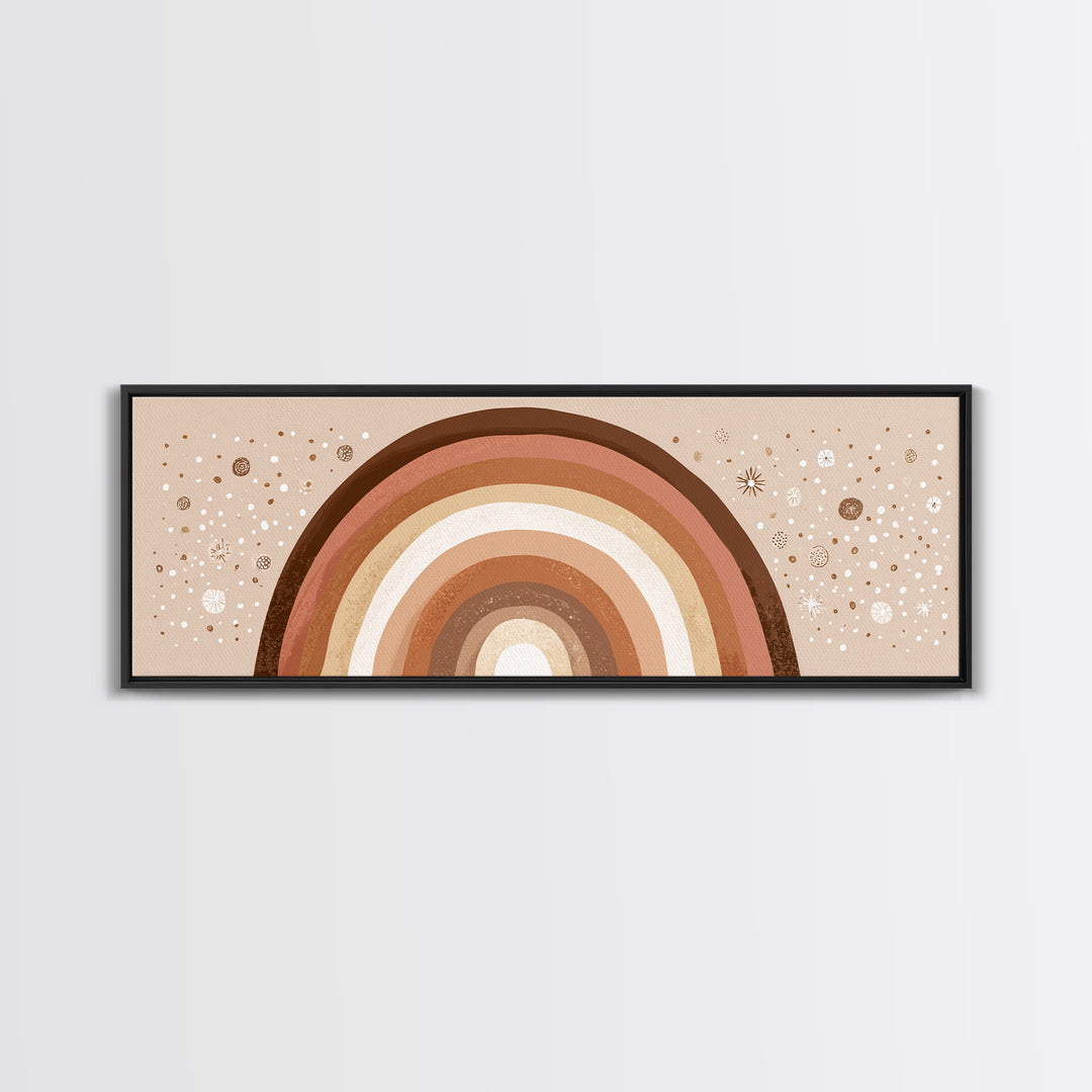 Earth Tone Boho Rainbow Wall Art, Minimalist Canvas Print, Neutral Nursery Decor, Kids Room And Playroom Wall Decor, Baby Gift
