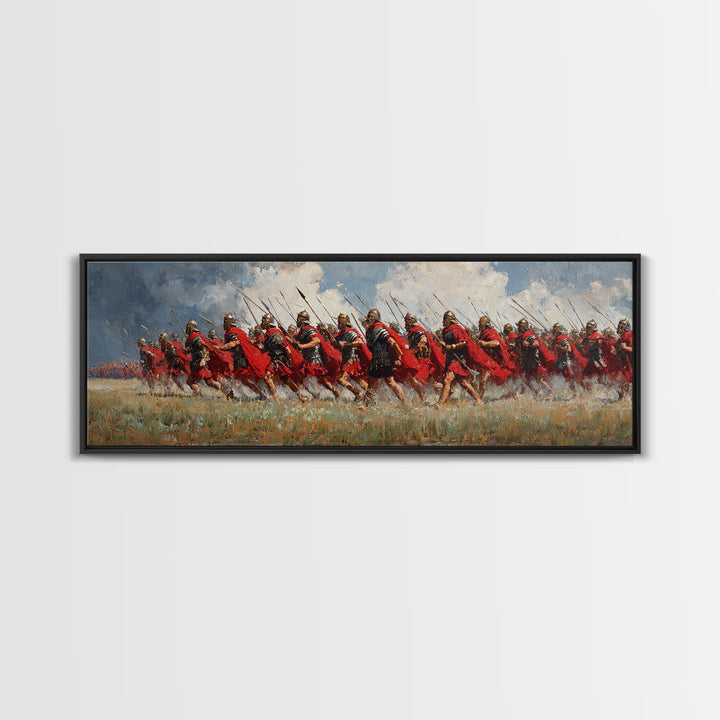 Roman Legion Charge In Red Cloaks Wall Art, Epic Battle Canvas, Historical War Painting, Masculine Office Decor, Gift For Him