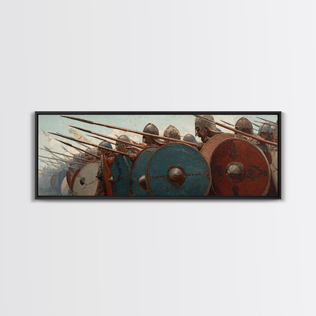 Ancient Phalanx Shields And Spears Wall Art, Greek Warrior Battle Scene, Historical Fine Art Print, Masculine Office Decor