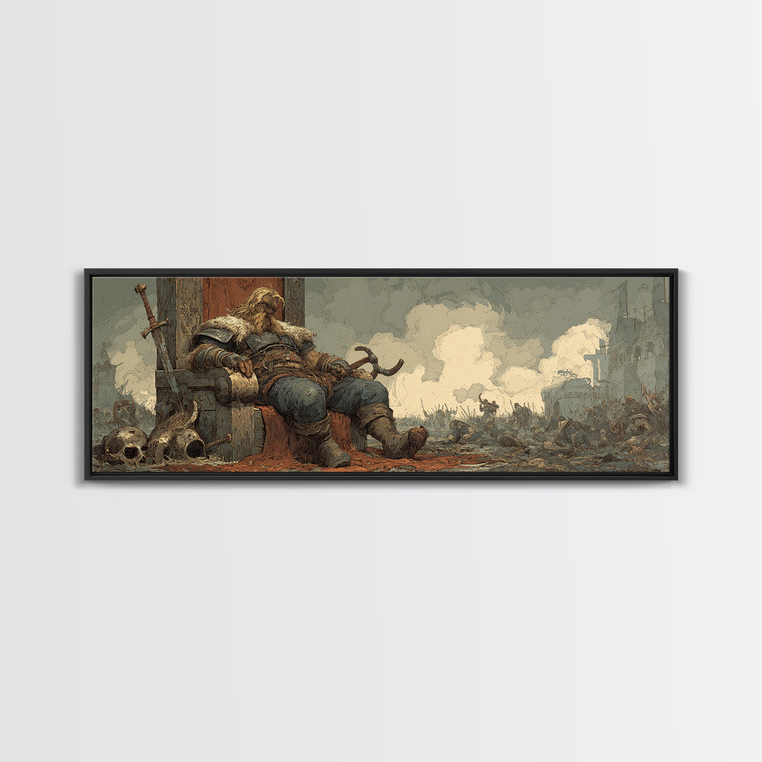 Fallen Knight With Sword Dark Fantasy Wall Art, Medieval Gothic Canvas Print, Moody Masculine Office And Game Room Decor