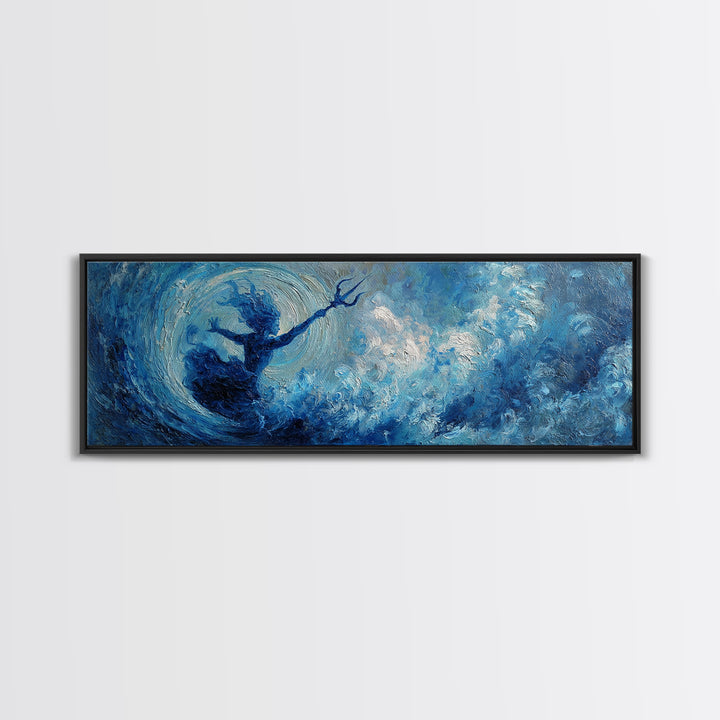 Blue Storm Sea Goddess Canvas Print, Mystical Ocean Wave Fantasy Art, Coastal Wall Decor, Ethereal Statement Artwork For Bedroom