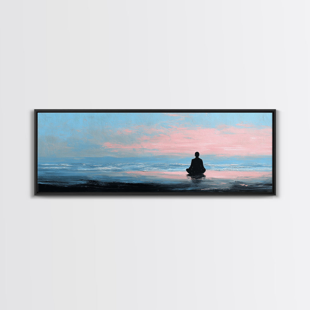 Peaceful Ocean Meditation Wall Art, Pastel Seascape Canvas Print, Zen Spa Decor For Bedroom And Yoga Room Calming Home Decor