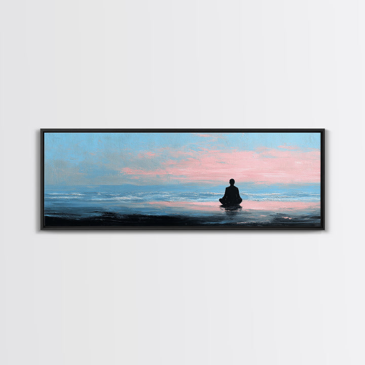 Peaceful Ocean Meditation Wall Art, Pastel Seascape Canvas Print, Zen Spa Decor For Bedroom And Yoga Room Calming Home Decor