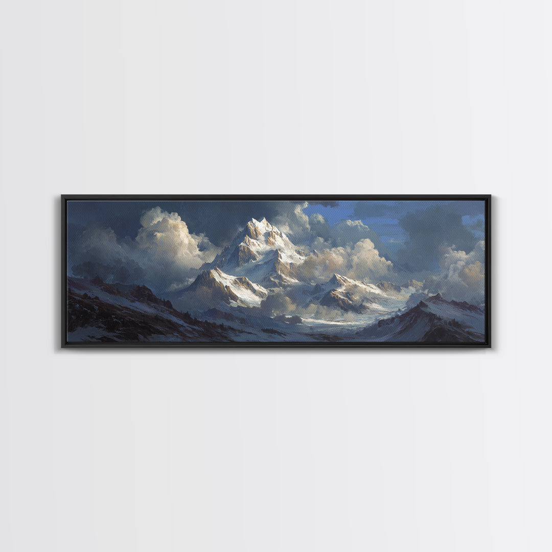 Imposing Snowy Mountain Landscape Oil Painting Wall Art Stunning Nature Scene Large Canvas Print For Wall Decor