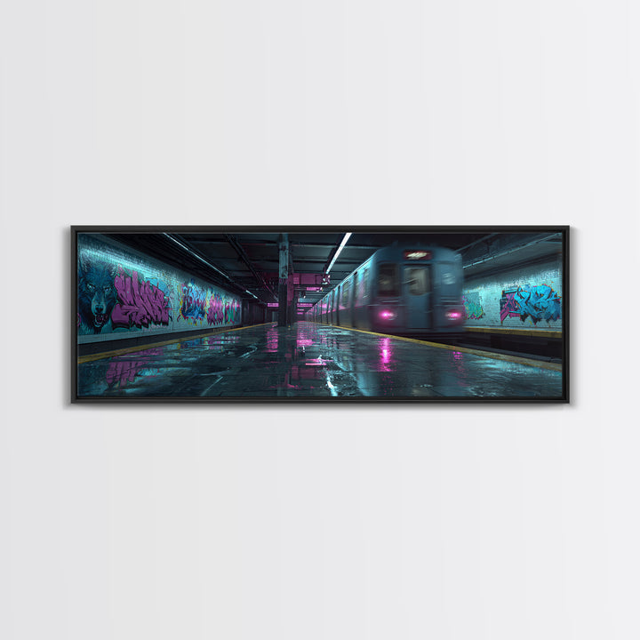Vibrant Street Art Wolf Mural In Graffiti Tunnel Wall Art Canvas Print Urban Wall Decor For Living Room