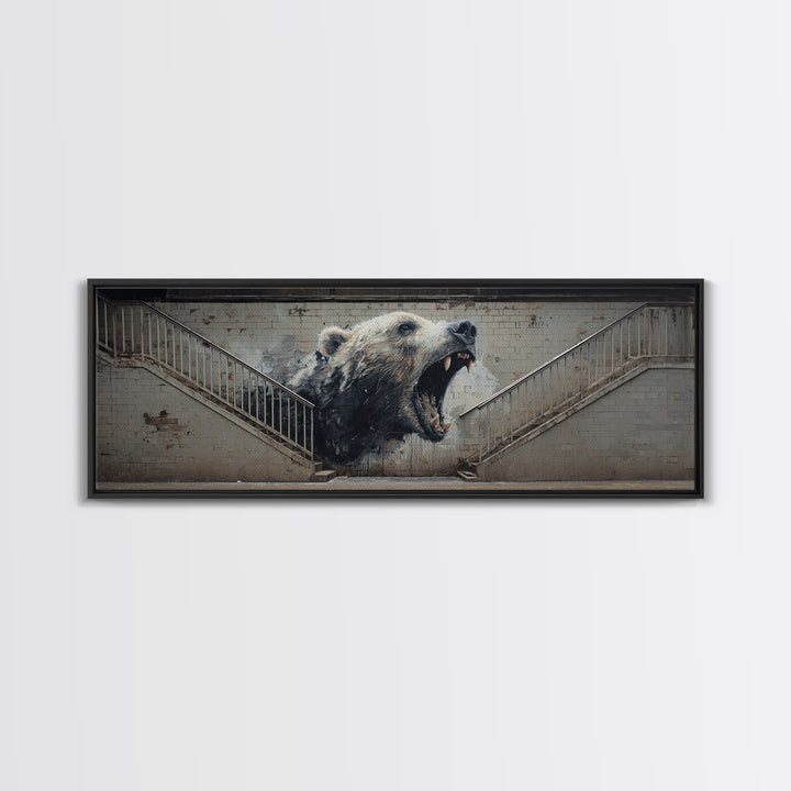 Captivating Roaring Bear Graffiti Mural Wall Art Print Canvas Print For Urban Living Room Decor And Statement Wall Art