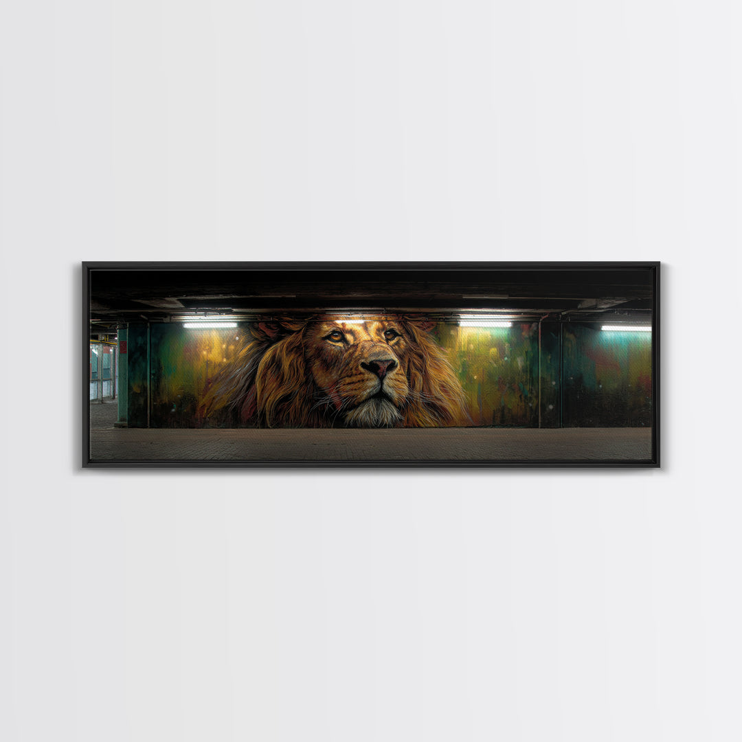 Majestic Lion Graffiti Mural Subway Art Wall Art Canvas Print Urban Street Decor For Home And Office