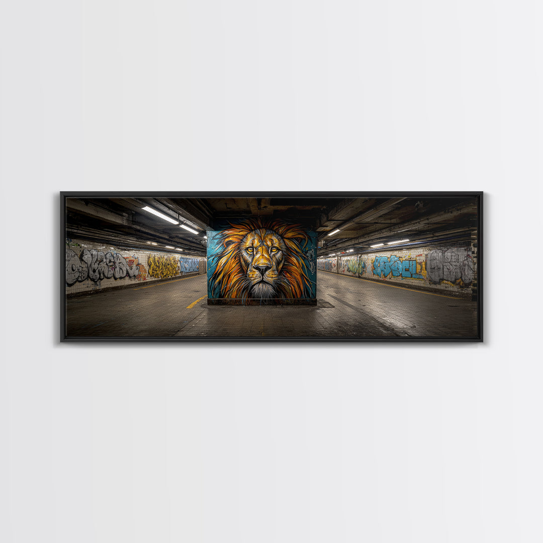 Urban Graffiti Lion Street Art Mural Wall Art Print Framed Canvas Print For Modern Living Room Decor And Trendy Wall Decor