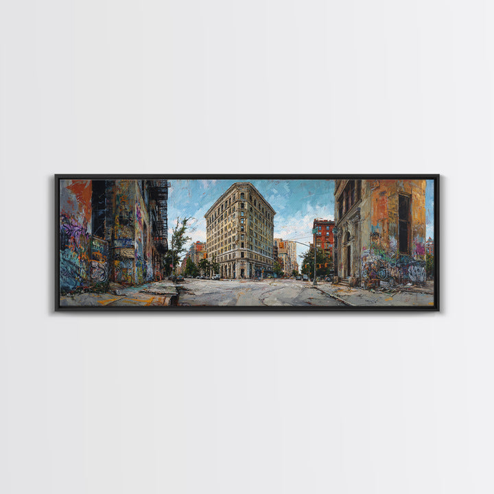 New York City Flatiron Building Urban Street Scene Wall Art Canvas Print For Modern Home Decor