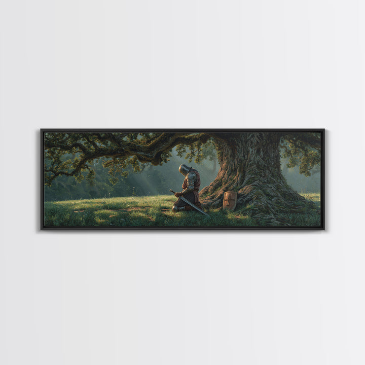 Sunlit Kayakers On Sparkling River Surrounded By Mountain Landscape Wall Art Canvas Print For Nature Lovers