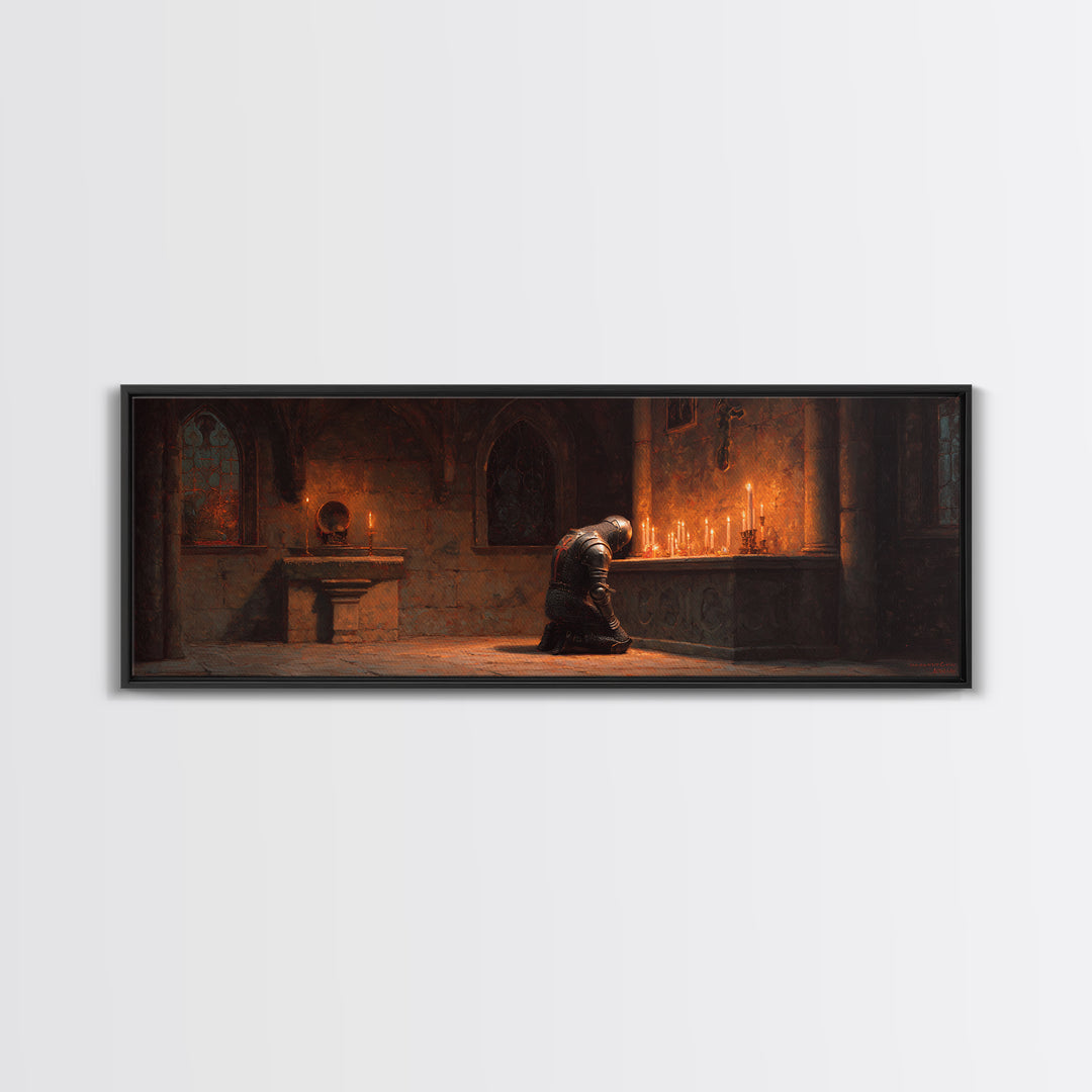 Sunlit Medieval Church Interior With Dramatic Lighting And Arches Framed Canvas Print For Timeless Wall Art And Rustic Home Decor