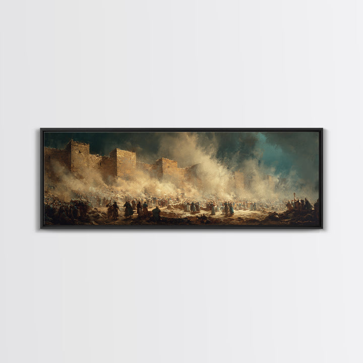 Historic Ancient City Scene With Crowds And Camels Under Dramatic Sky Oil Painting Canvas Print For Classic Wall Art
