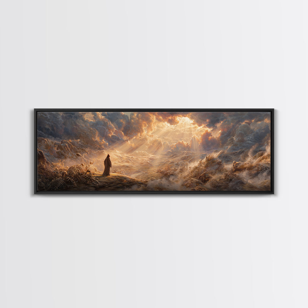 Heavenly Angel With Trumpet In Cloudscape Religious Wall Art For Spiritual Home Decor And Inspirational Living Room Framed Canvas Print
