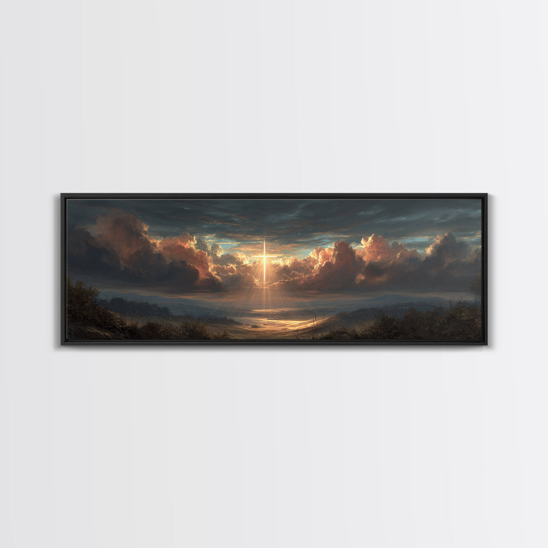 Towering Dragon Breathing Fire Over Burning Village Fantasy Artwork Canvas Print Large Wall Art For Dramatic Home Decor