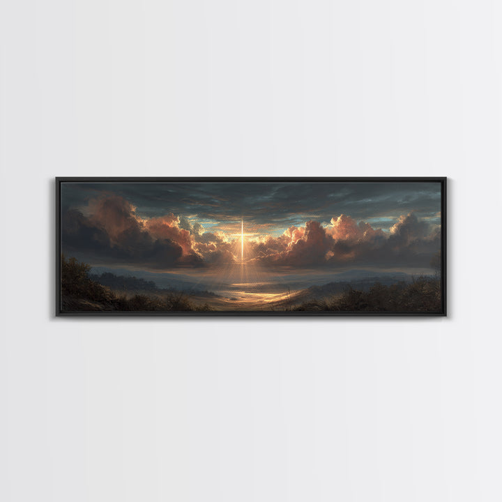 Towering Dragon Breathing Fire Over Burning Village Fantasy Artwork Canvas Print Large Wall Art For Dramatic Home Decor
