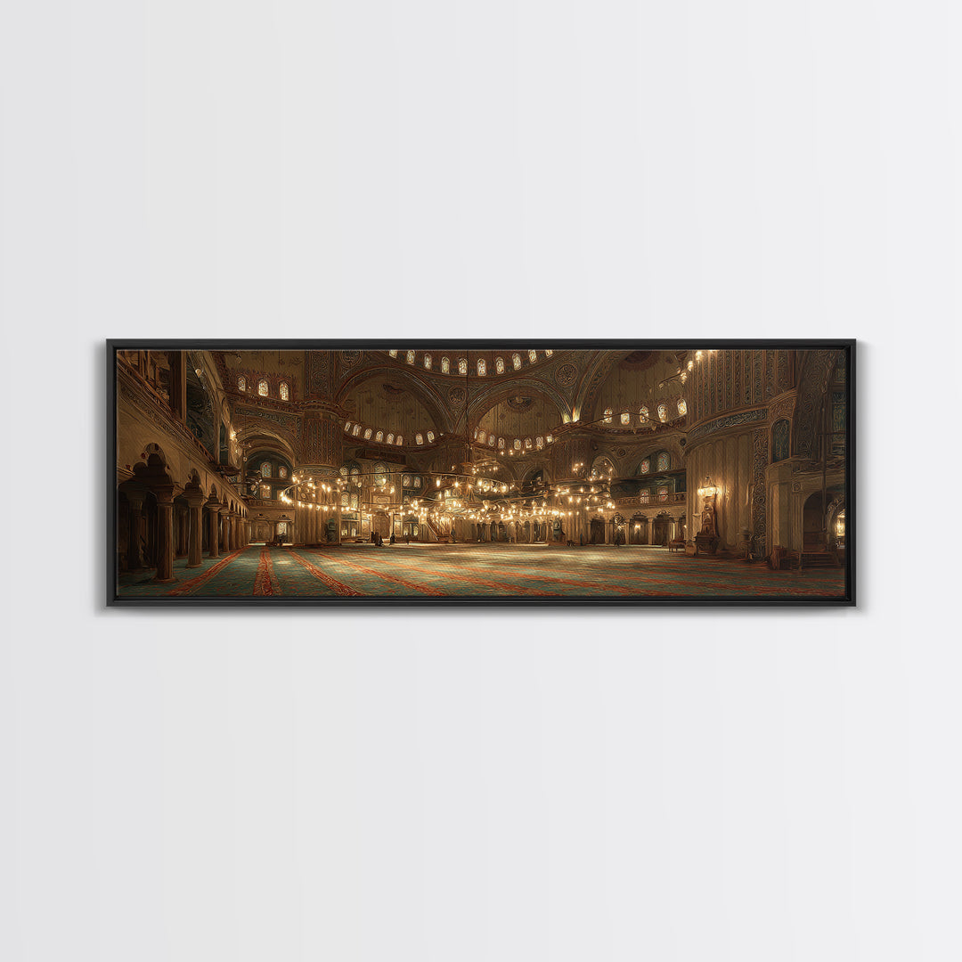 Grand Cathedral Interior With Golden Lighting And Ornate Details - Stunning Religious Wall Art Canvas Print For Classic Home Decor