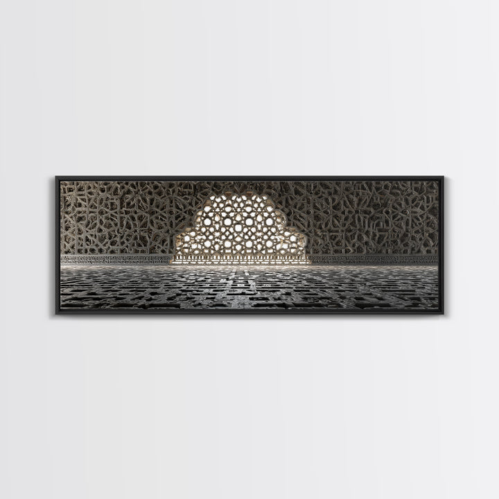 Intricate Islamic Architecture Night Festival Amazing Illuminated Landscape Framed Canvas Print For Spiritual Home Decor And Unique Wall Art
